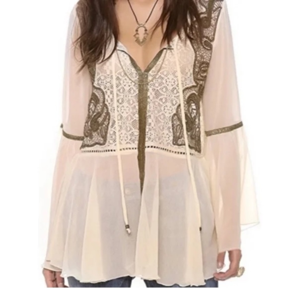 Free People Golden Moments Bell Sleeve Top in Medium